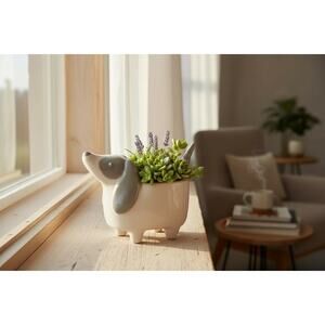 Ceramic dog flower pot